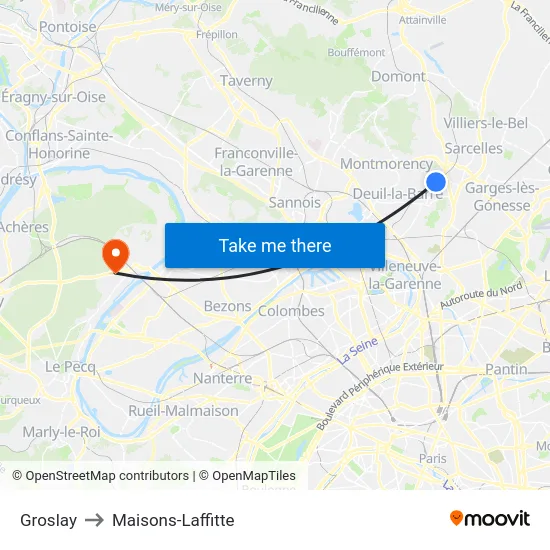 Groslay to Maisons-Laffitte map