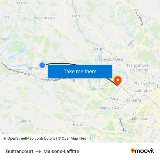 Guitrancourt to Maisons-Laffitte map