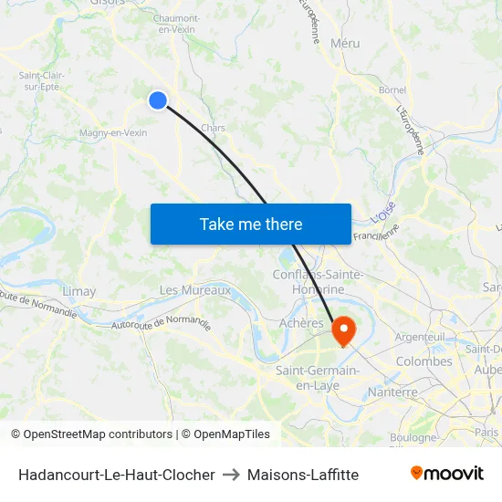 Hadancourt-Le-Haut-Clocher to Maisons-Laffitte map