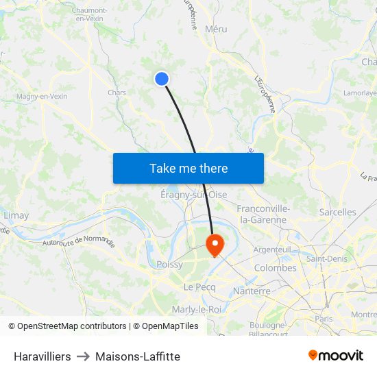 Haravilliers to Maisons-Laffitte map