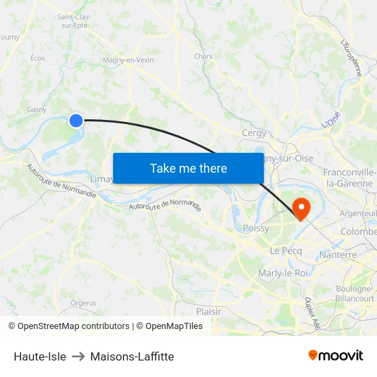 Haute-Isle to Maisons-Laffitte map