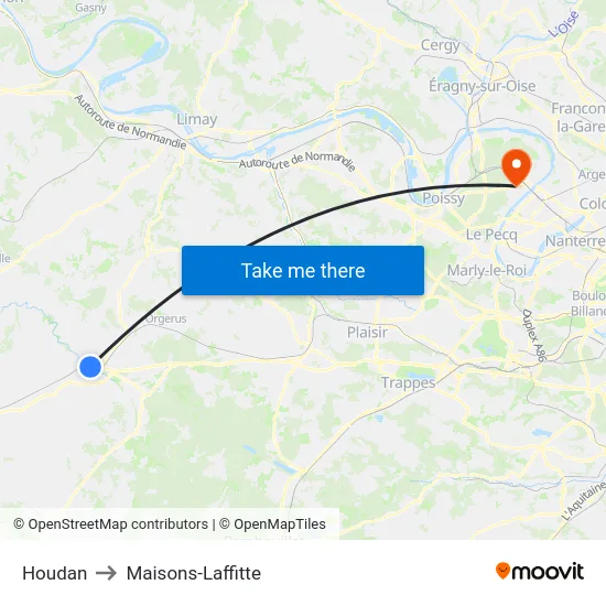 Houdan to Maisons-Laffitte map