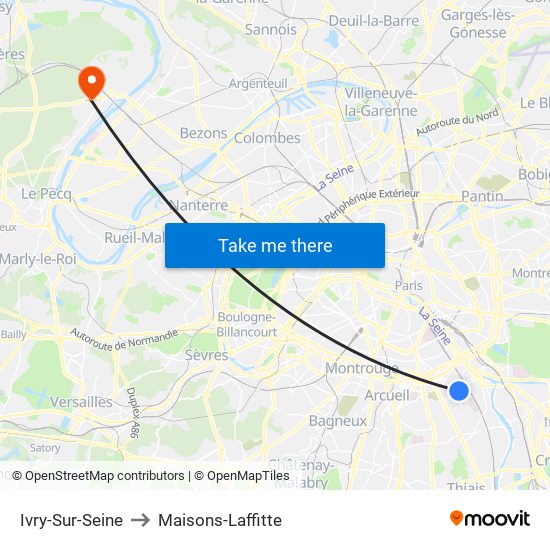 Ivry-Sur-Seine to Maisons-Laffitte map