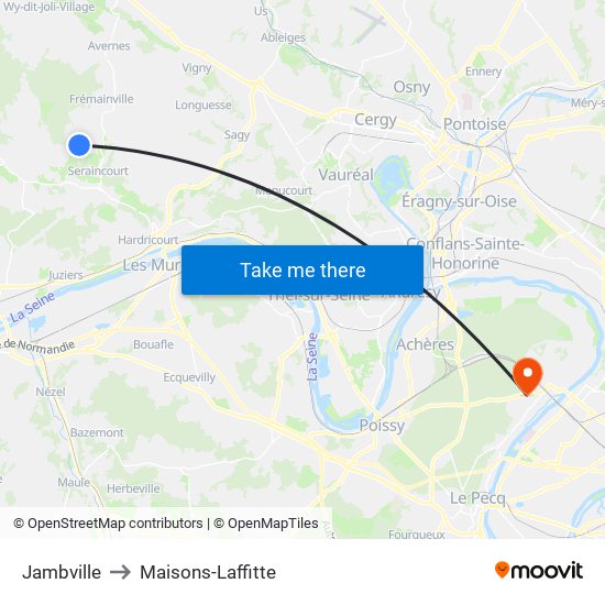 Jambville to Maisons-Laffitte map