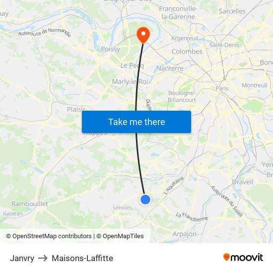 Janvry to Maisons-Laffitte map