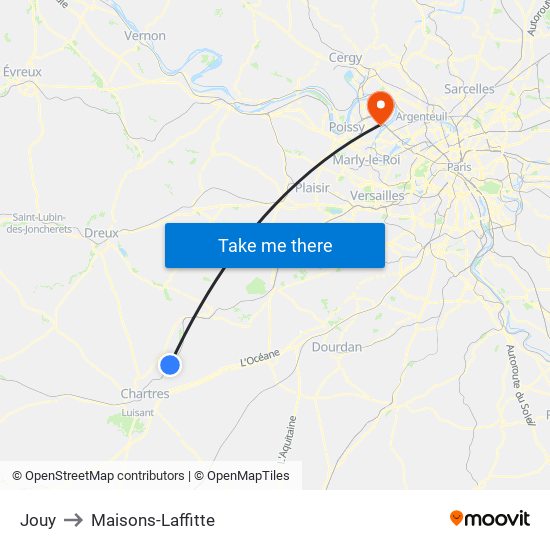Jouy to Maisons-Laffitte map