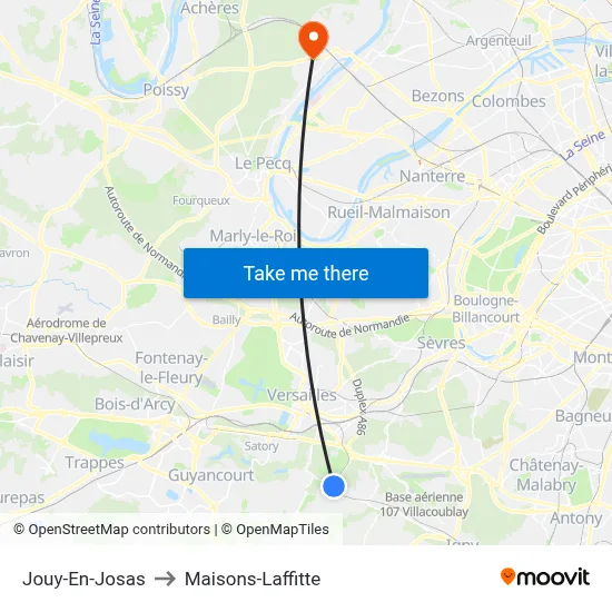 Jouy-En-Josas to Maisons-Laffitte map