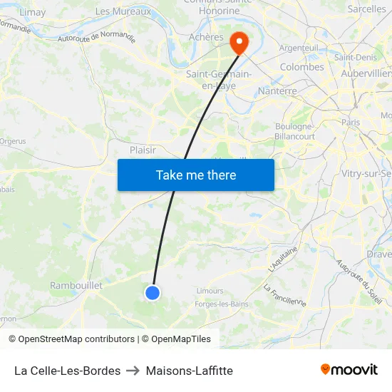 La Celle-Les-Bordes to Maisons-Laffitte map