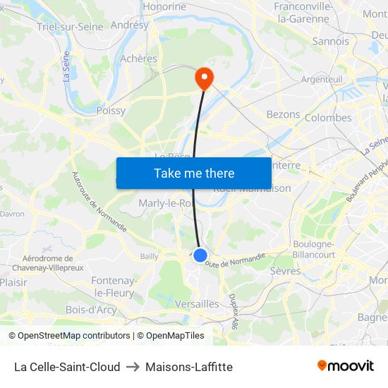 La Celle-Saint-Cloud to Maisons-Laffitte map