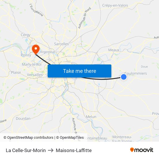 La Celle-Sur-Morin to Maisons-Laffitte map
