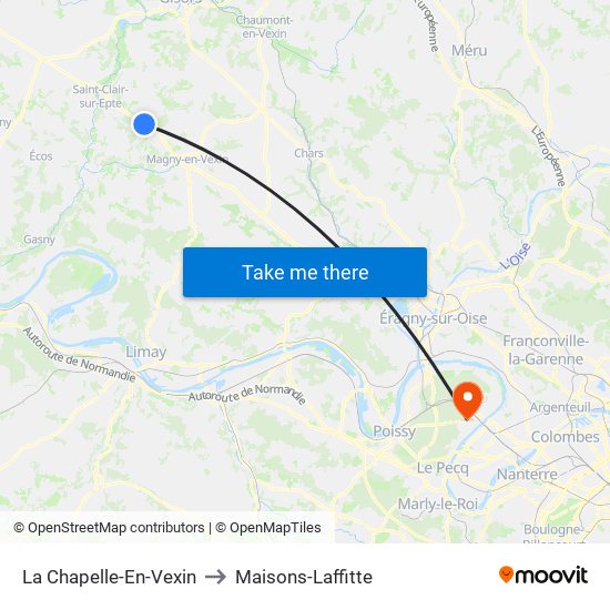 La Chapelle-En-Vexin to Maisons-Laffitte map