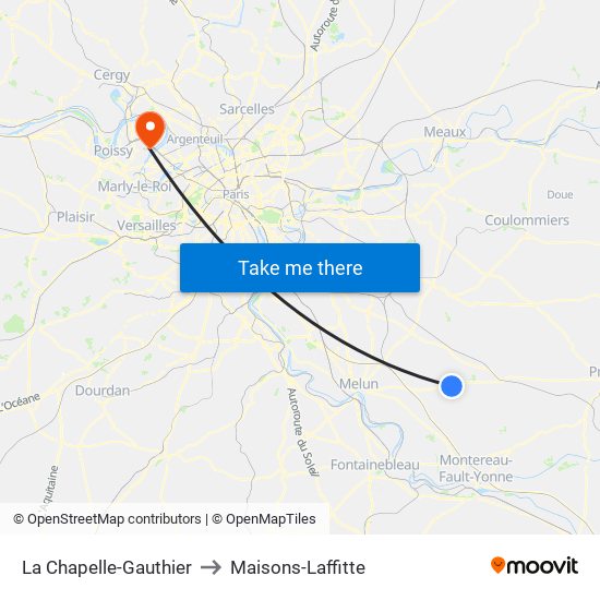 La Chapelle-Gauthier to Maisons-Laffitte map