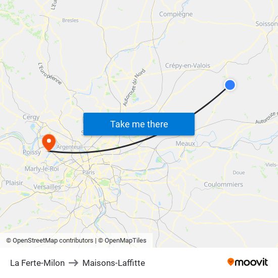 La Ferte-Milon to Maisons-Laffitte map