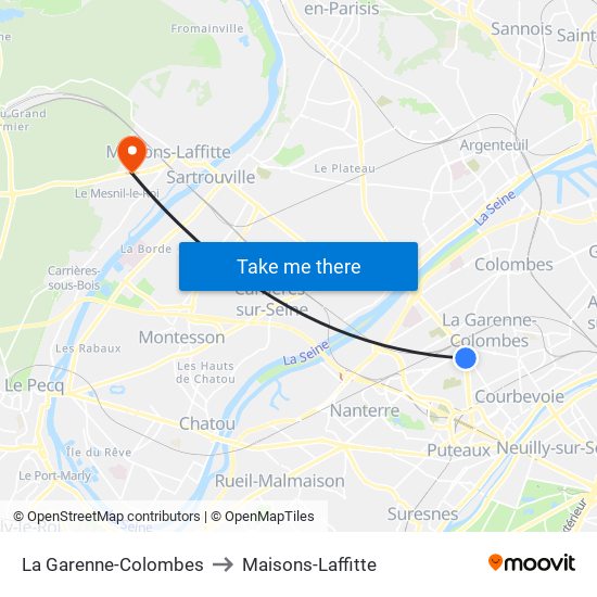 La Garenne-Colombes to Maisons-Laffitte map