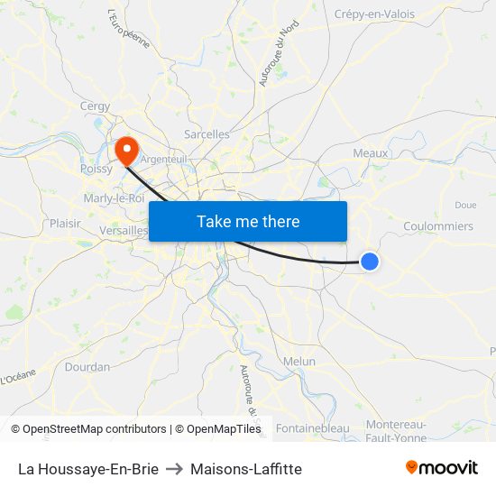 La Houssaye-En-Brie to Maisons-Laffitte map