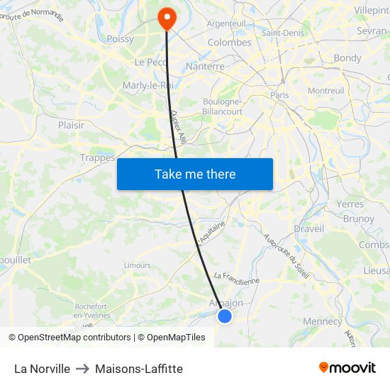 La Norville to Maisons-Laffitte map
