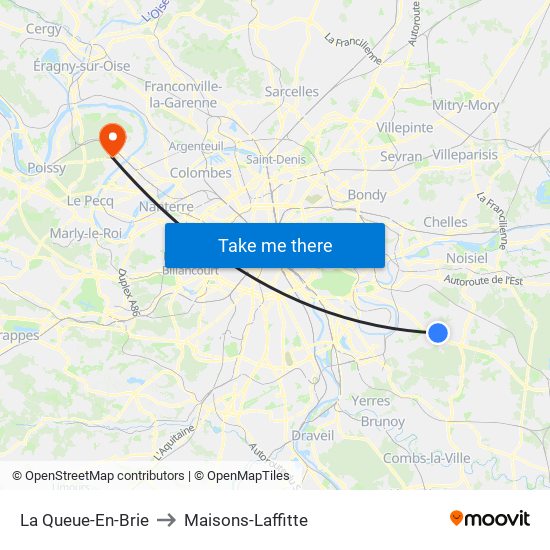 La Queue-En-Brie to Maisons-Laffitte map