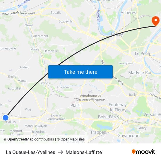 La Queue-Les-Yvelines to Maisons-Laffitte map