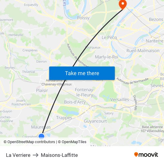 La Verriere to Maisons-Laffitte map