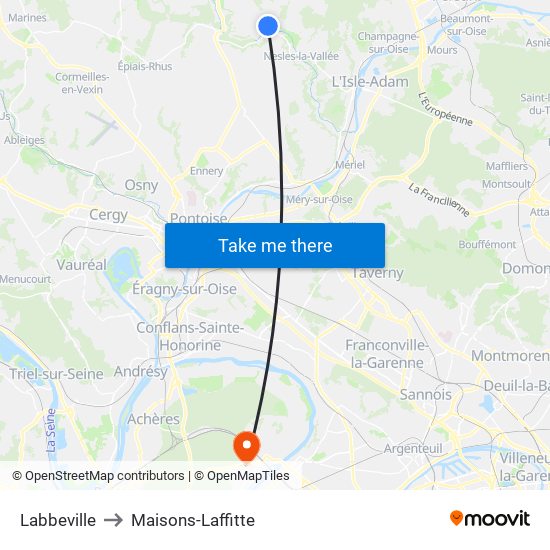 Labbeville to Maisons-Laffitte map