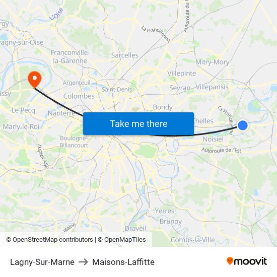 Lagny-Sur-Marne to Maisons-Laffitte map