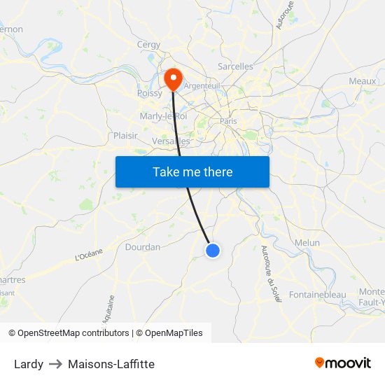 Lardy to Maisons-Laffitte map
