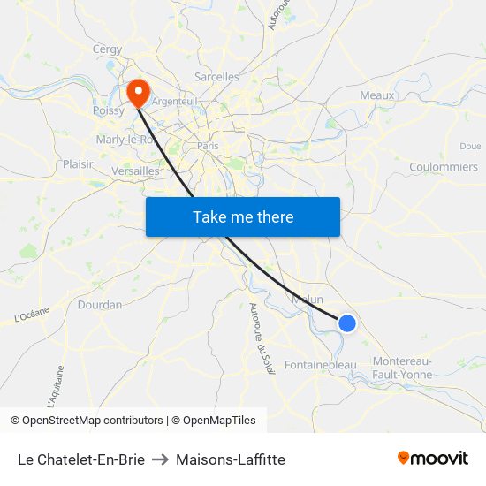 Le Chatelet-En-Brie to Maisons-Laffitte map