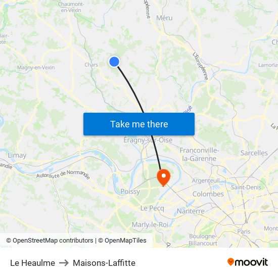 Le Heaulme to Maisons-Laffitte map