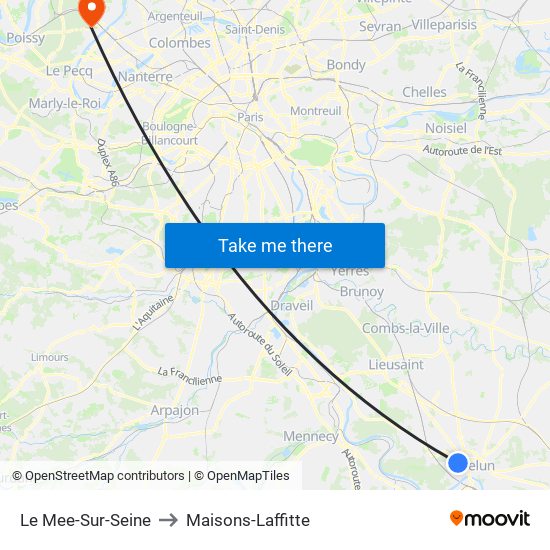 Le Mee-Sur-Seine to Maisons-Laffitte map