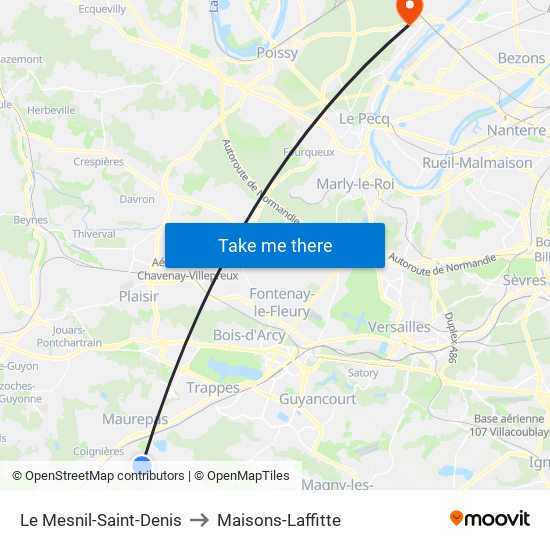 Le Mesnil-Saint-Denis to Maisons-Laffitte map