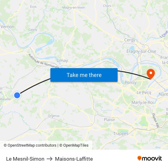 Le Mesnil-Simon to Maisons-Laffitte map