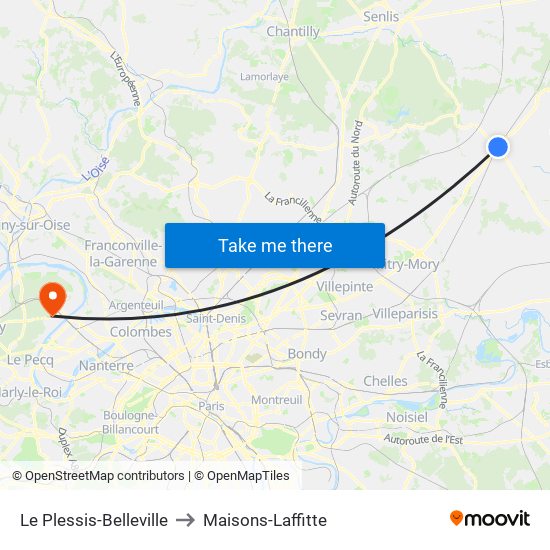 Le Plessis-Belleville to Maisons-Laffitte map