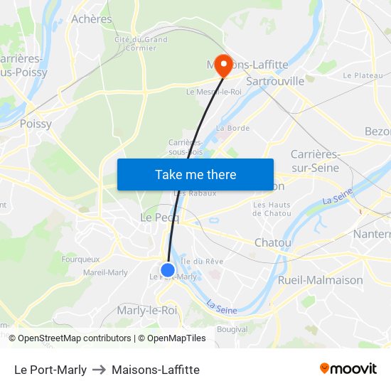 Le Port-Marly to Maisons-Laffitte map