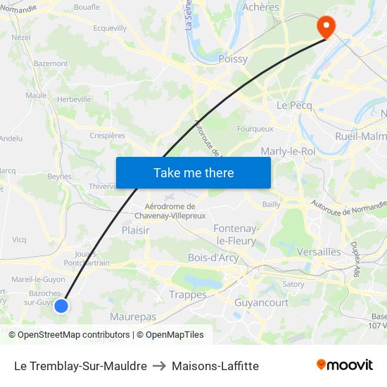 Le Tremblay-Sur-Mauldre to Maisons-Laffitte map