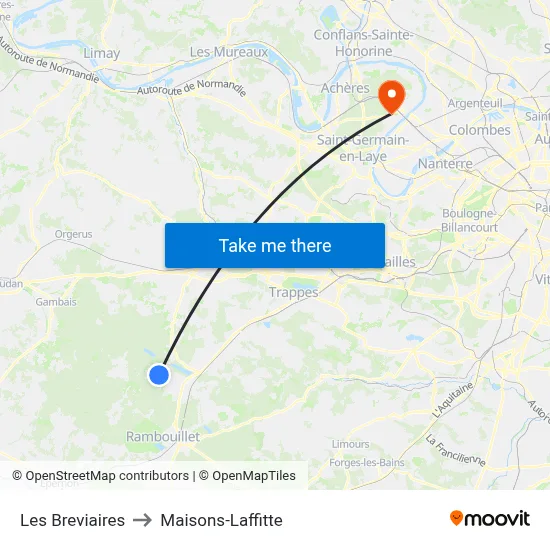Les Breviaires to Maisons-Laffitte map