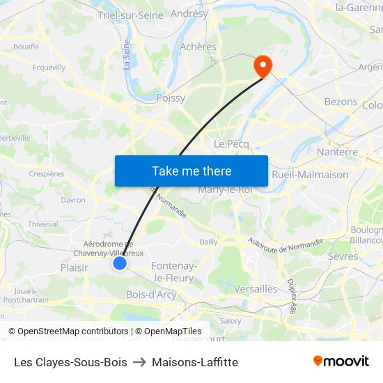 Les Clayes-Sous-Bois to Maisons-Laffitte map