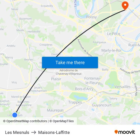 Les Mesnuls to Maisons-Laffitte map
