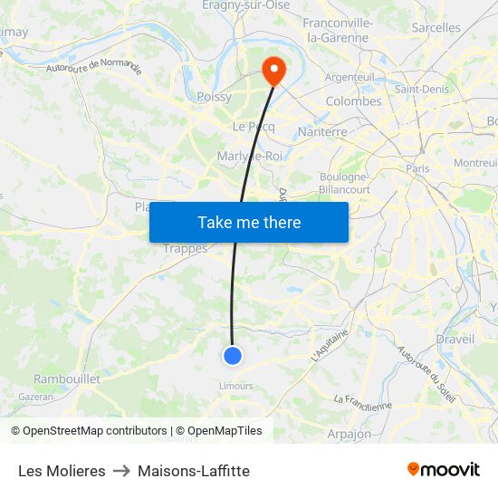 Les Molieres to Maisons-Laffitte map