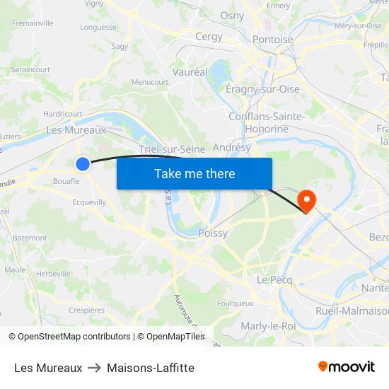 Les Mureaux to Maisons-Laffitte map