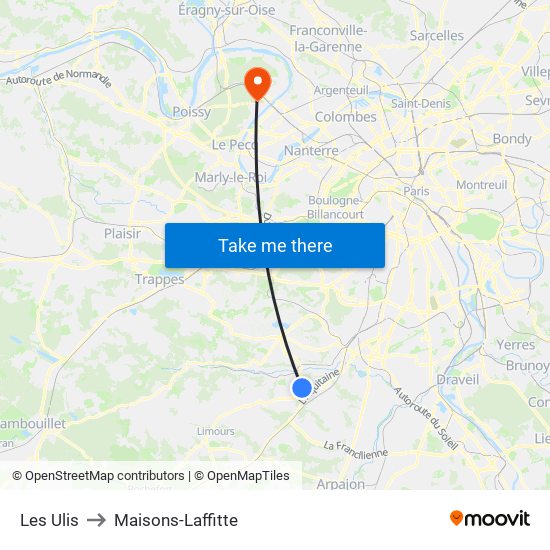 Les Ulis to Maisons-Laffitte map