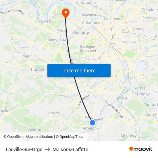 Leuville-Sur-Orge to Maisons-Laffitte map