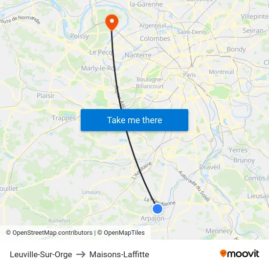 Leuville-Sur-Orge to Maisons-Laffitte map