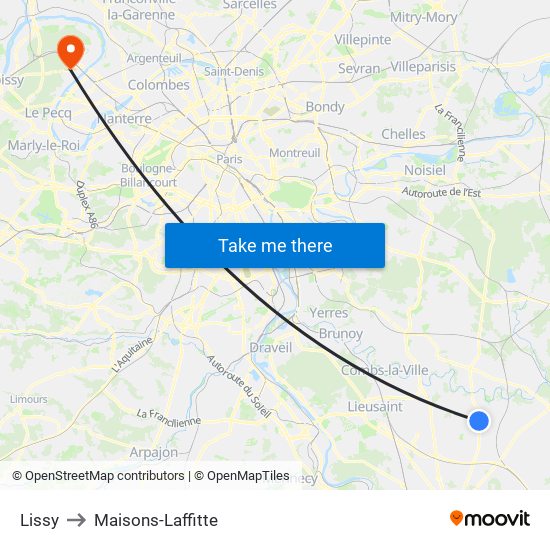 Lissy to Maisons-Laffitte map