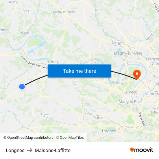 Longnes to Maisons-Laffitte map