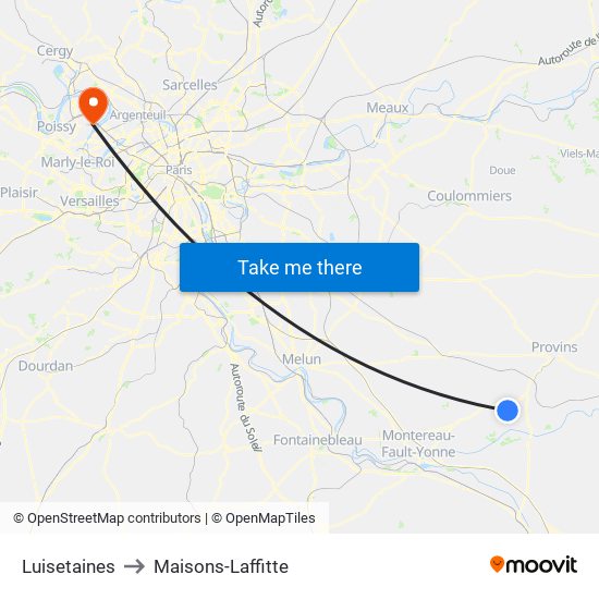 Luisetaines to Maisons-Laffitte map