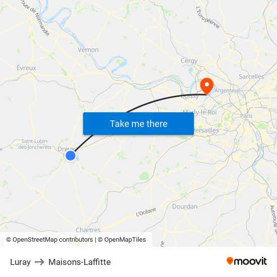 Luray to Maisons-Laffitte map