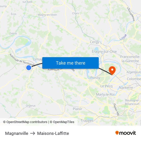 Magnanville to Maisons-Laffitte map