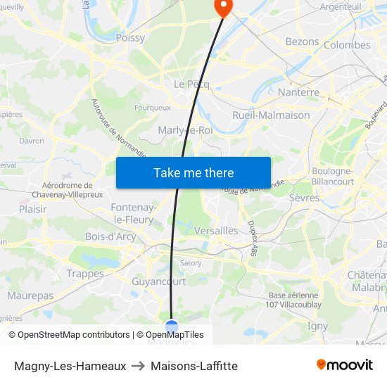 Magny-Les-Hameaux to Maisons-Laffitte map