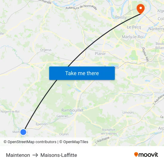Maintenon to Maisons-Laffitte map