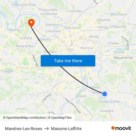 Mandres-Les-Roses to Maisons-Laffitte map